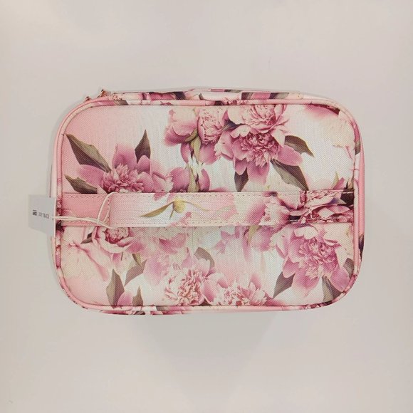 CONAIR SOPHIA JOY PINK FLORAL PRINT TRAIN CASE, MAKEUP BAG TRAVEL BAG FOR COSMET - Picture 3 of 16